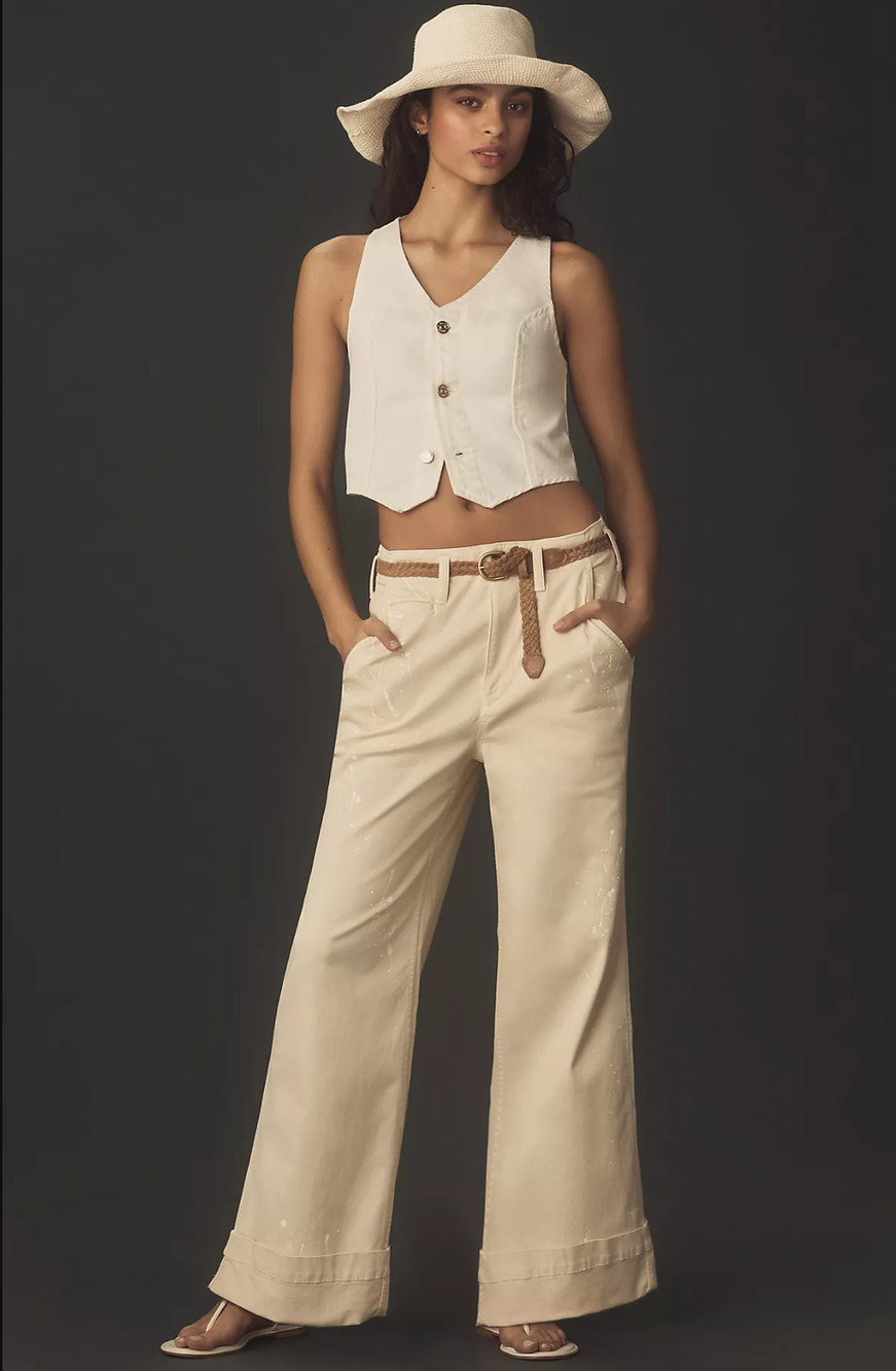 New Anthropologie Pilcro Slouchy Splatter Detail Chino Pants - 31 waist